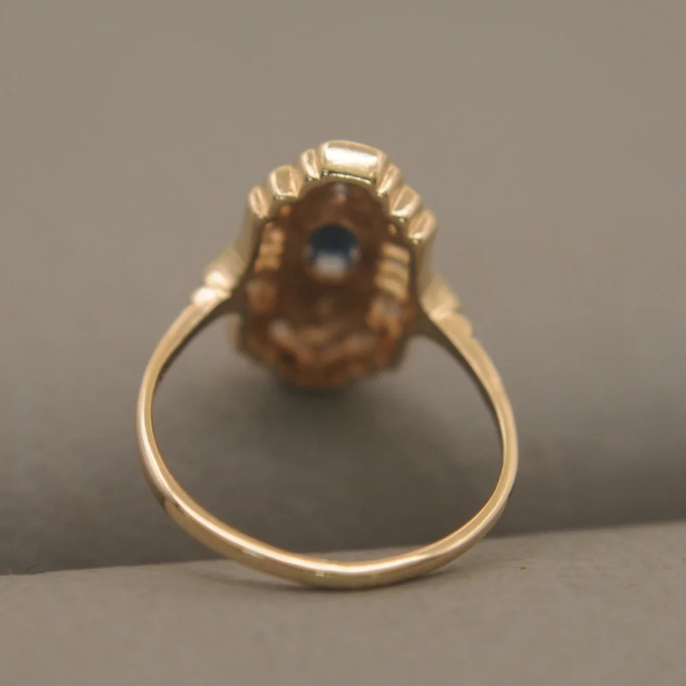 sapphire& diamonds with platinum accent 10k yellow gold ring - Picture 9 of 11